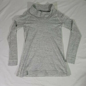 Three Dots Women's Long Sleeve Activewear High Neck Shirt Grey Gray Size Small